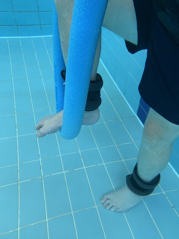 An example of aquatic physical therapy for one of our clients with a spinal cord injury